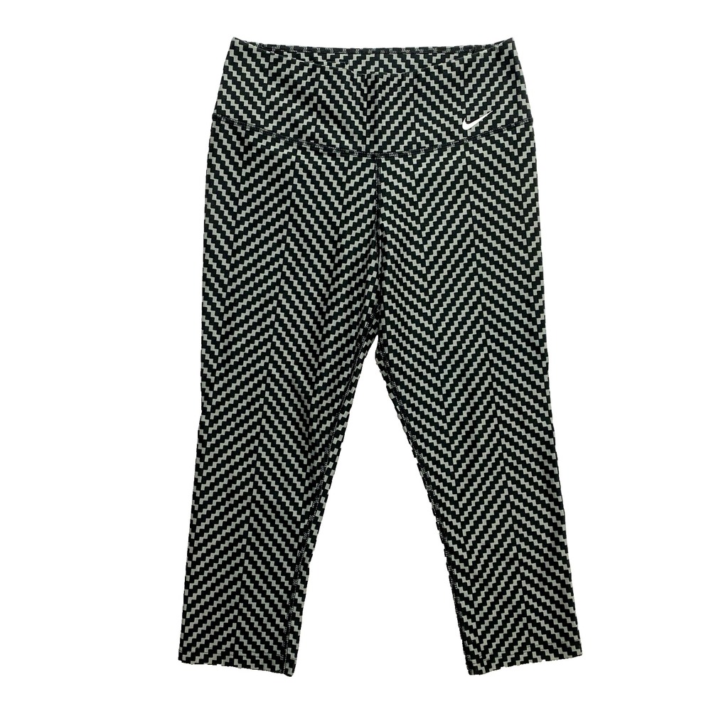 Nike Cropped Leggings Womens S Grey Black Geometric Compression